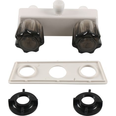 Ortviai Robinetterie de douche pour camping-car – Van – avec sélecteur 4 pouces et double commande, blanc et brun
