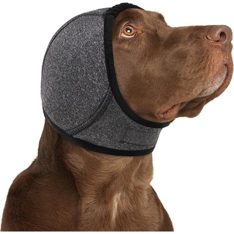 AMXCNOY Bonnet Chaud Apaisant pour Chiens L Gris - Cache-Oreilles Anti-Bruit et Vibrations, Protection Oreilles, Ajustable (1/5)