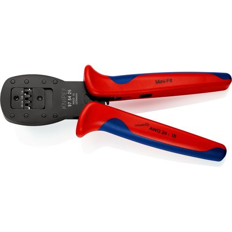 KNIPEX 97 54 26 Pinza per mini-connettori crimpaggio parallelo per il serraggio di connettori della serie Mini-Fit® di Molex LLC con manici multicomponente brunita 190 mm