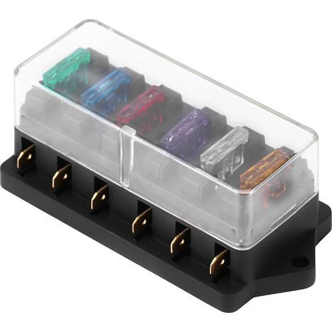 Boîte Bloc Support Fusible Plat 6 Voies pour Voiture Bateau Automobile Circuit DC 12V 24V (1/5)