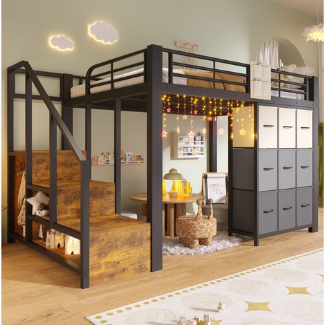 letto contenitore 140x200 metallo con cassetti nero OKMYHOME (1/5)