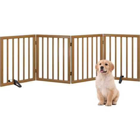 Barrière pour chien – Barrière d'intérieur pliable pour chien, autoportante pour animaux domestiques, barrière pour porte, chambre à coucher, barrière pour chiot avec pieds de support en métal (1/2)