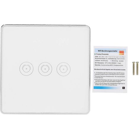 Intelligenter WLAN-Schalter mit Touch-Funktion und App-Fernbedienung, britischer Standard 95–240 V AC S104-3