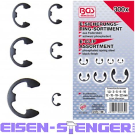 BGS - E-Sicherungsring-Sortiment 1,5 - 22 mm 300-tlg. - 8039