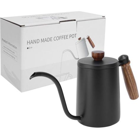 600 ml Kaffeemaschine aus Edelstahl mit Holzgriff – schwarz