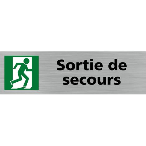 Pictogramme SORTIE DE SECOURS (Q0386).- Adhésif aspect aluminium brossé - (1/5)