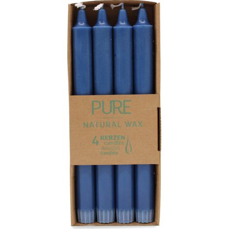 Bougie de dîner en cire naturelle pure 25x2.3 - Bleu- Vendu par 4 (1/2)