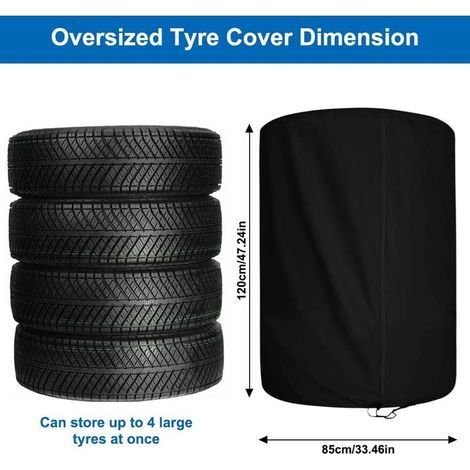 Housses Pneus Auto, 85 x 120 cm Sac Pneu Voiture, Couverture de Pneu Universelle pour 4, Imperméable Housse de Protection pour Pneu de Voiture, Sac de Rangement pour Pneus, pour 4 Pneus (Noir) (1/4)