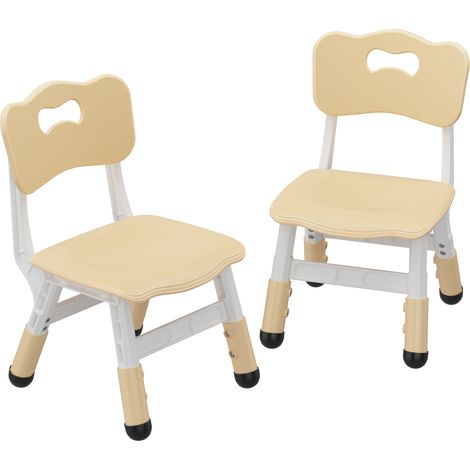 Set de 2 Chaises pour Enfants - HOERFURIY- Chaise à Hauteur Adjustable en 3 Niveaux, en Plastique pour Enfants de 2 à 6 Ans,CHENE (1/5)