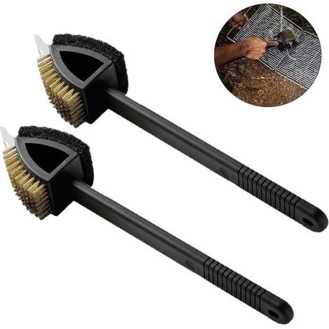Cepillo de limpieza de alambre metálico para horno de barbacoa, parrilla, cocina, 2 piezas, cepillo de cerdas para barbacoa (1/5)