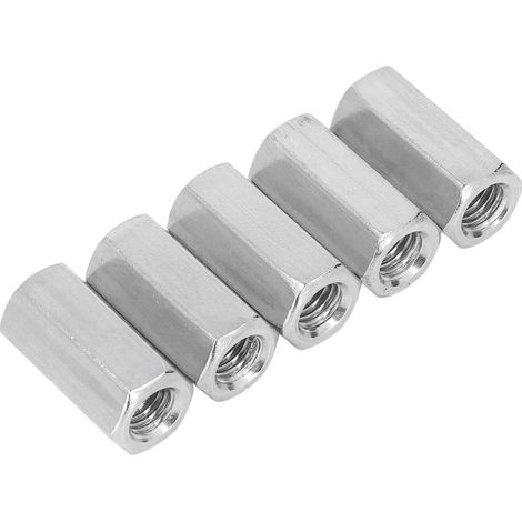 Lot de 5 écrous de raccordement hexagonaux en acier inoxydable 304, filetage M12, accessoire de fixation (1/5)