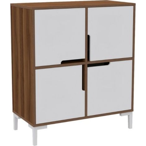 Scarpiera 4 scomparti noce bianco Wind Tower 90x45xh.90 cm (1/2)
