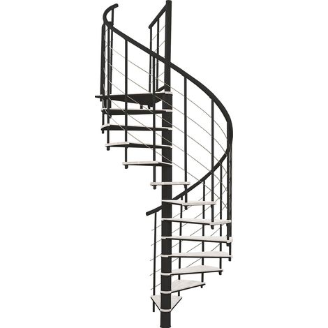 Minka Spindeltreppe Fusion 37 - 295cm Geschosshöhe Weiß Schwarz 160cm Durchmesser (1/5)