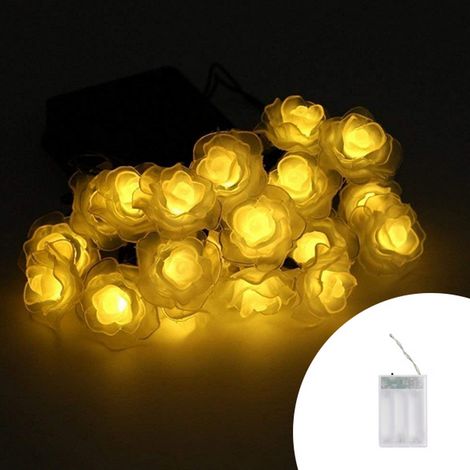 Catena decorata con 20 Rose luminose a Led Bianco Caldo fisso e intermittente 3 metri a batteria Wisdom (1/5)