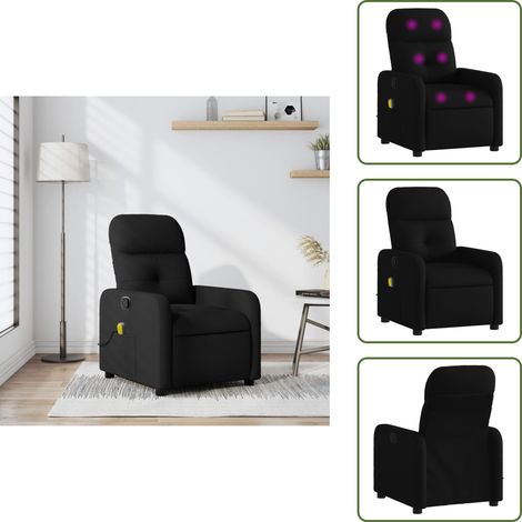 Asiento cómodo - vidaXL Sillón reclinable de masaje de tela negro - Reposapiés