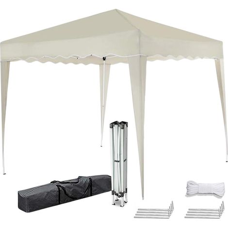 Gazebo 3x3 impermeabile con chiusura a fisarmonica e Struttura in Metallo - Ideale per Giardino, terrazzo e Fiere - Beige (1/5)
