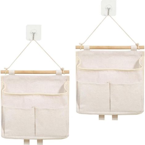 Hanging Storage Bag, 3 PCS Wall Storage Bag with 3 Pockets, Hanging Organizer Pocket and Adhesive Hook (1/4)