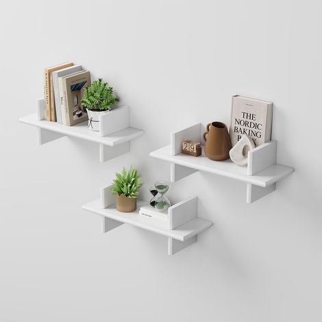 Lot de 3 étagères murales rondes flottantes pour décoration murale, étagères suspendues pour rangement mural, étagère murale carrée, étagère murale en bois, étagère murale pour chambre à
