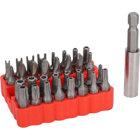 Jeu de 33 embouts de tournevis de sécurité, jeu d'embouts de tournevis hexagonaux, acier au chrome vanadium, tige de 1/4 de pouce, pour ordinateurs de véhicules. (1/5)