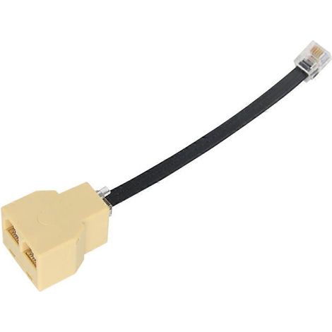 Adaptateur répartiteur de câble téléphonique RJ11 6P6C à 2 voies, 50 cm, compatible avec les téléphones. (1/5)