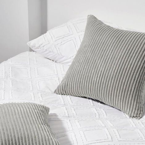 Housse De Coussin - Velours Côtelé - 50x50 Cm - Motif Rayé - Jaune - 2 Pièces (1/4)