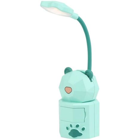Veilleuse de bande dessinée USB, veilleuse LED rechargeable, forme d'ours vert, veilleuse de lecture pour dortoir d'étudiants (1/3)