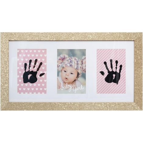 Coffret cadre à empreinte bébé - Doré - L 44 x H 24 cm - Livraison gratuite (1/3)