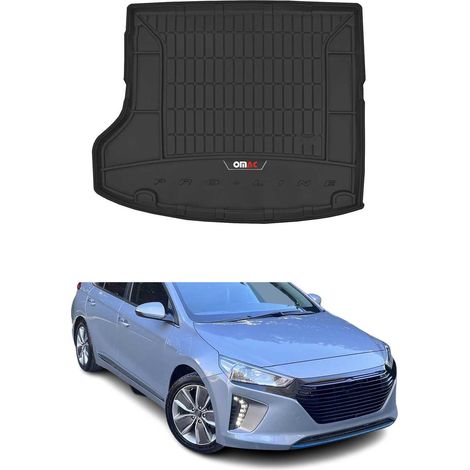OMAC Tapis de Coffre 3D TPE Premium Compatible avec Hyundai Ioniq Hybrid 2016à 2022 - Bac de Protection de Coffre Intérieur antidérapant Revêtement de Coffre Bords Hauts Compatible avec Voiture Noir (1/5)