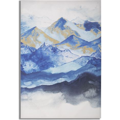 Stampa Dipinta Mountain 80x3x120 cm in Legno e Tessuto (1/4)