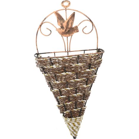 Jardinière murale SHINEOFI pour petites plantes et fleurs séchées, panier en rotin, empilable (1/5)