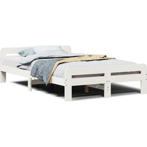 Maison Exclusive - Letto senza Materasso Bianco 135x190 cm Legno Massello di Pino (1/5)