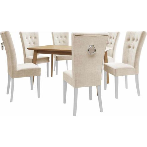 Conjunto de mesas y sillas para comedor Racine 144, Blanco + Magic Velvet 2250, 76x80x140cm, Diámetro: 0, Número de asientos: 6, Estilo: Modernoclásico (1/5)