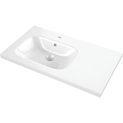 Plan vasque céramique excentré gauche pour meuble double vasque 120cm – Design moderne – Idéal pour salle de bain contemporaine – Anconetti