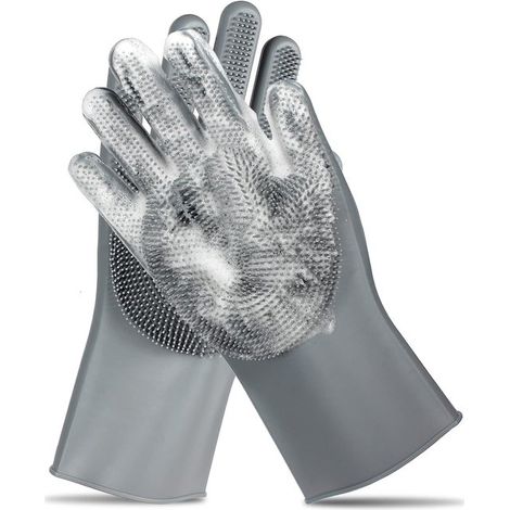 Pflegehandschuhe für Haustiere Weiche Hundewasch und Shampoobürste Massagehandschuhe mit verbessertem Fünf Finger Design Effektive Haarentfernung