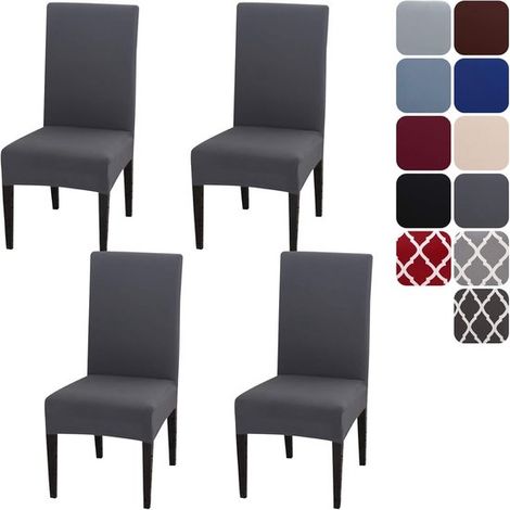 Stuhlhussen-Set (4 Stück), abnehmbare und waschbare Esszimmerstuhlhussen, Stretch-Stuhlschutz für Zuhause, Küche, Bankett, Restaurant, Party (1/5)