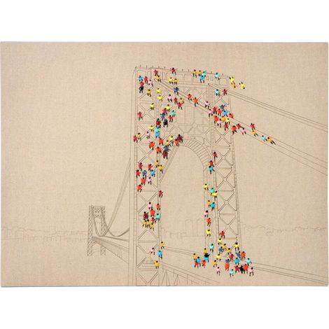 Quadro a olio Flash Mob II su tela e legno 100x75 cm (1/3)