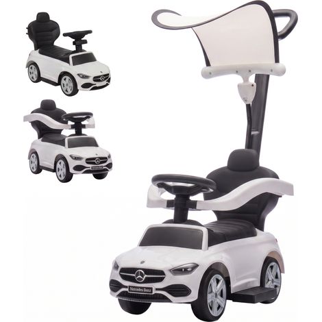 Voiture électrique 3 en 1 avec barre de poussée Mercedes-Benz blanche (1/5)