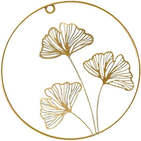 Sculpture murale en métal, feuille ronde, figurine Biloba, ornement à suspendre pour la décoration de la maison et de l'hôtel.-hollow ginkgo