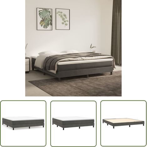 The Living Store Boxspringbett mit Matratze Dunkelgrau 160x200 cm Samt - Samtbett - Boxspringbett - Doppelbett - Bettenrahmen - Luxusbett (1/5)