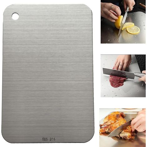 Planche A Decouper Inox Travail Cuisine - 1 Pièce, Argent, Plaque de en Acier Inoxydable à Découper, pour Pétrir, Couper et Cuire, Utilisable Aussi Comme Pâtisserie, Gâteau, Plan (1/5)