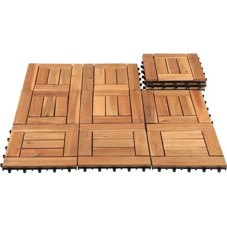 TolleTour Juego de baldosas para terraza de madera de 30 x 30 cm,baldosas para suelo de madera de acacia,revestimiento para suelo de baldosas de madera,baldosas clic marrones 88x (1/5)