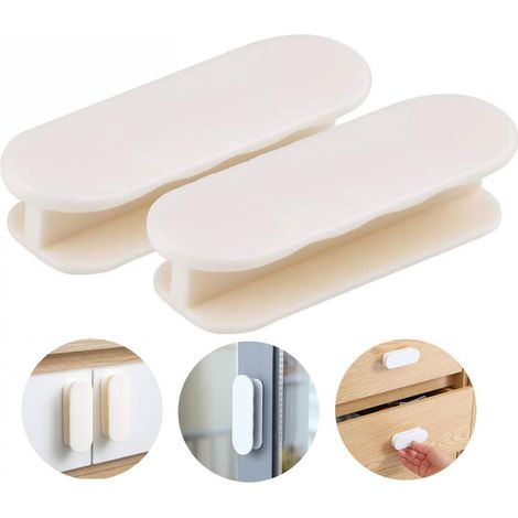 2 poignées porte balcon adhésives blanc verre, plastique pour meuble et extérieur (1/5)