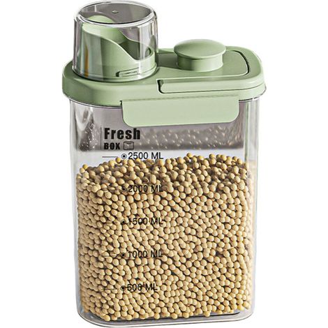 Cubo hermético de gran capacidad para granos, ideal para la cocina. Tarro portátil para almacenar granos, resistente a insectos y humedad. Cubo hermético para arroz (tamaño grande, color verde). (1/5)