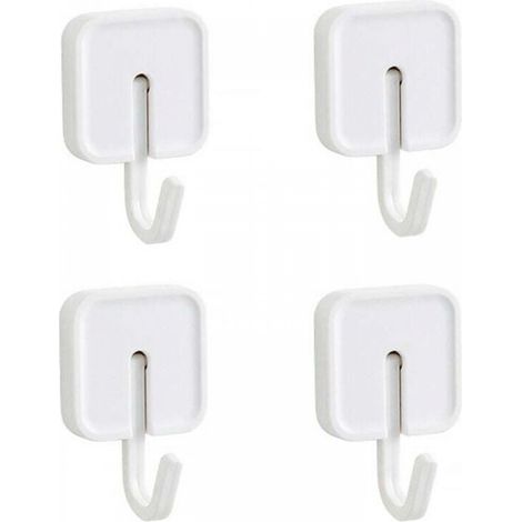Lot de 4 crochets muraux auto-adhésifs, très résistants, antidérapants, anti-perforation, pour cuisine, salle de bain, serviettes, boules de bain, vêtements, crochets de suspension sous les armoires (1/5)
