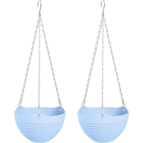 Lot de 2 petits pots de fleurs suspendus bleus (1/5)
