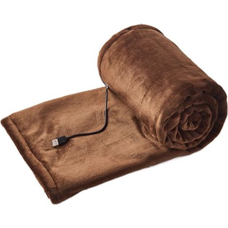 Petite couverture électrique portable basse tension 5 V USB, largeur : 160 x 80 cm (café). (1/5)