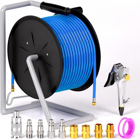 Air Hose Reel 20 m 1 x 10 mm with Bellows Fittings (1/5)