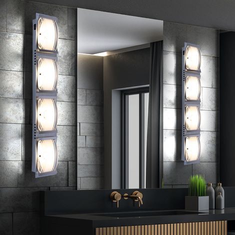 COB LED Applique murale Spot mural Lampe de chambre à coucher Lampe de salle à manger Lampe de cuisine, chrome aluminium verre satiné, 4x 350 lumens 3000 Kelvin, LxLxP en cm : 60x10x6,5 (1/5)