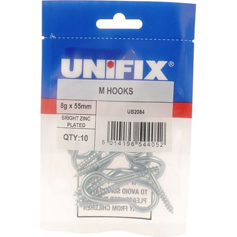 Unifix M Hooks Bzp - 10G X 60Mm - Box of 30