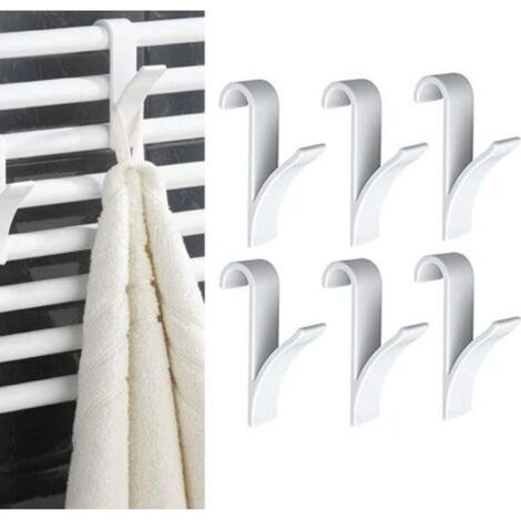 Ganci per termoarredo – Set da 8 – Plastica bianca resistente – Installazione senza attrezzi – Design moderno per il bagno (1/5)